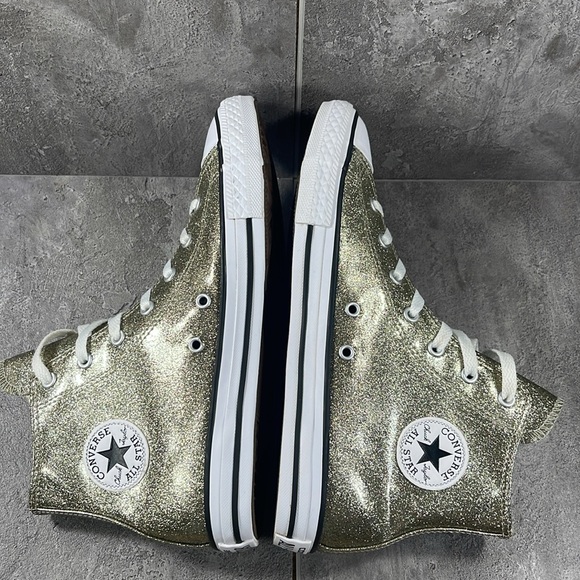 Converse CTAS Hi Top Metallic Gold Glitter Shoes Jr. Size 6 Equivalent Women’s 8 - Picture 5 of 8